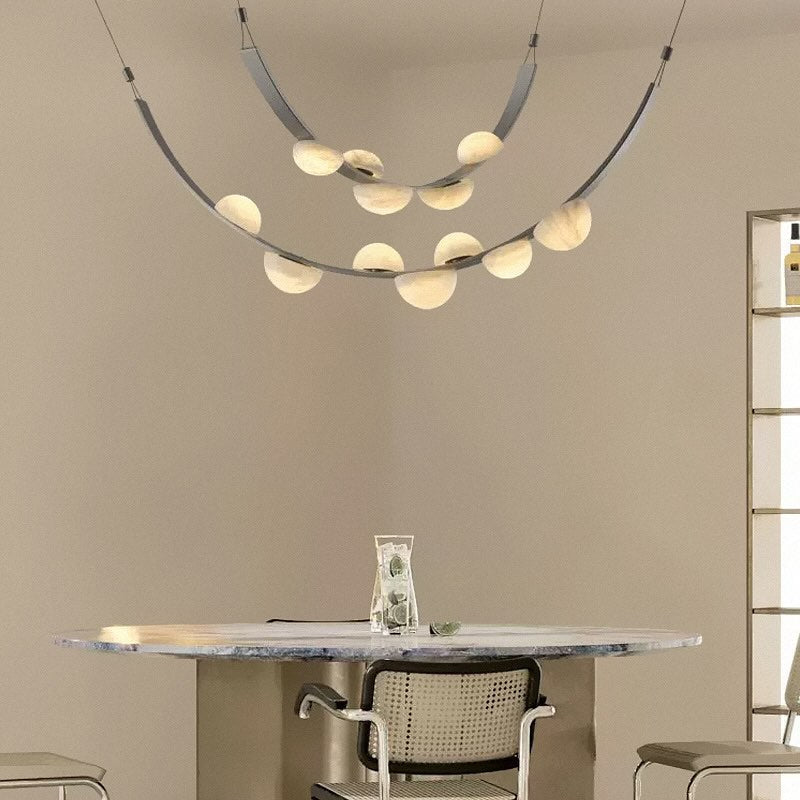Modern Belt Alabaster Drops LED Chandelier - D74"*H47.2"/ Dia 188cm*H 120cmWarm LightManorlights
