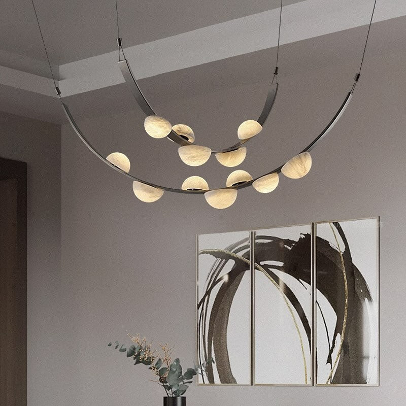 Modern Belt Alabaster Drops LED Chandelier - D74"*H47.2"/ Dia 188cm*H 120cmWarm LightManorlights