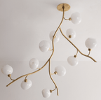 Modern Brass Branch Chandelier with Handcrafted Glass Globes - L62"*W22"*H50"(L157.5cm*W55.88cm*H127cm)Warm LightManorlights