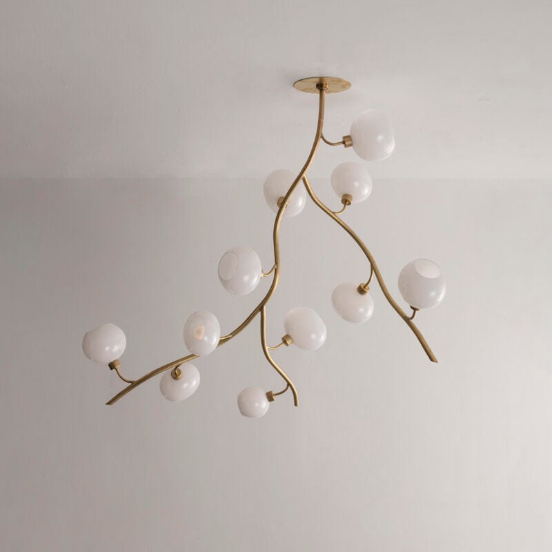 Modern Brass Branch Chandelier with Handcrafted Glass Globes - L62"*W22"*H50"(L157.5cm*W55.88cm*H127cm)Warm LightManorlights
