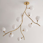Modern Brass Branch Chandelier with Handcrafted Glass Globes - L62"*W22"*H50"(L157.5cm*W55.88cm*H127cm)Warm LightManorlights