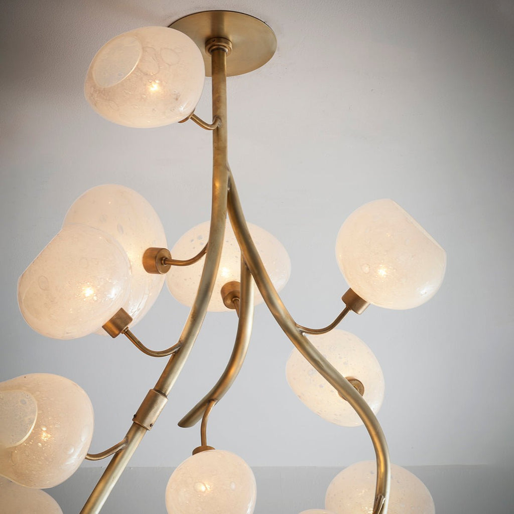 Modern Chandelier with Irregular Glass Lampshades and Brass Branches - L47"*W42"*H50"Warm LightManorlights