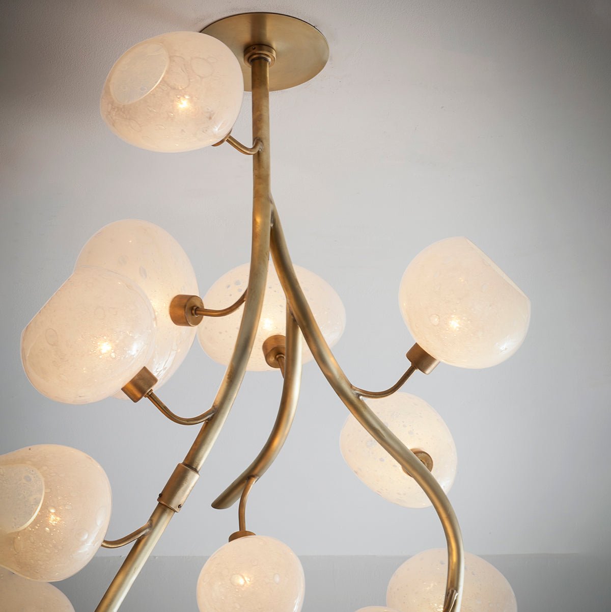 Modern Chandelier with Irregular Glass Lampshades and Brass Branches - L47"*W42"*H50"Warm LightManorlights