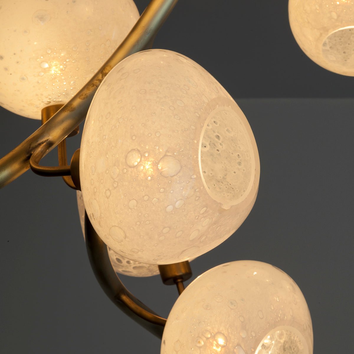 Modern Chandelier with Irregular Glass Lampshades and Brass Branches - L47"*W42"*H50"Warm LightManorlights