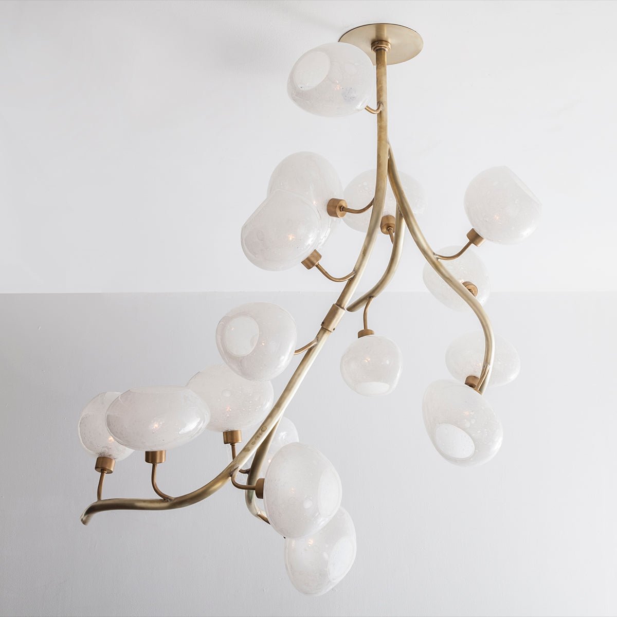 Modern Chandelier with Irregular Glass Lampshades and Brass Branches - L47"*W42"*H50"Warm LightManorlights