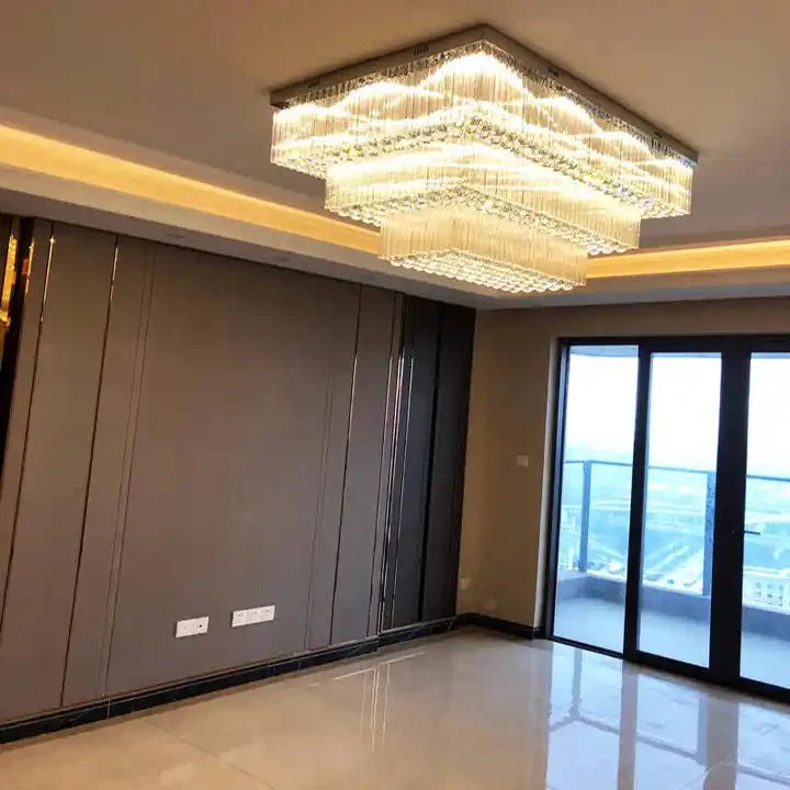 Modern Extra 2/3 Tiered Flush Mount Crystal Chandelier for Large Area-Chandeliers-Manorlights