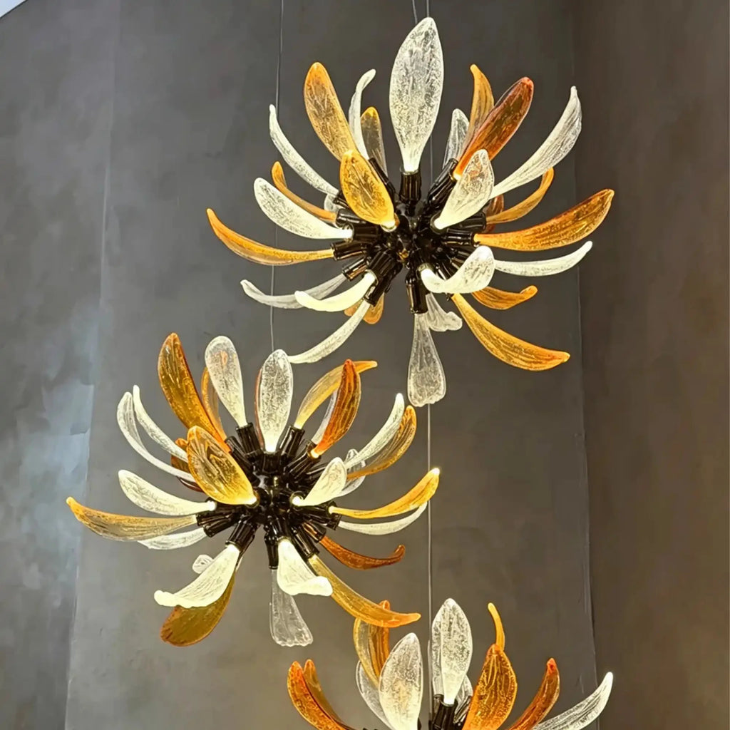 Modern Glass Firework Cluster Chandelier for Living Room/High Ceiling/Staircase - 3 Lights/D17.72''+D17.72''+D23.62''Warm LightManorlights