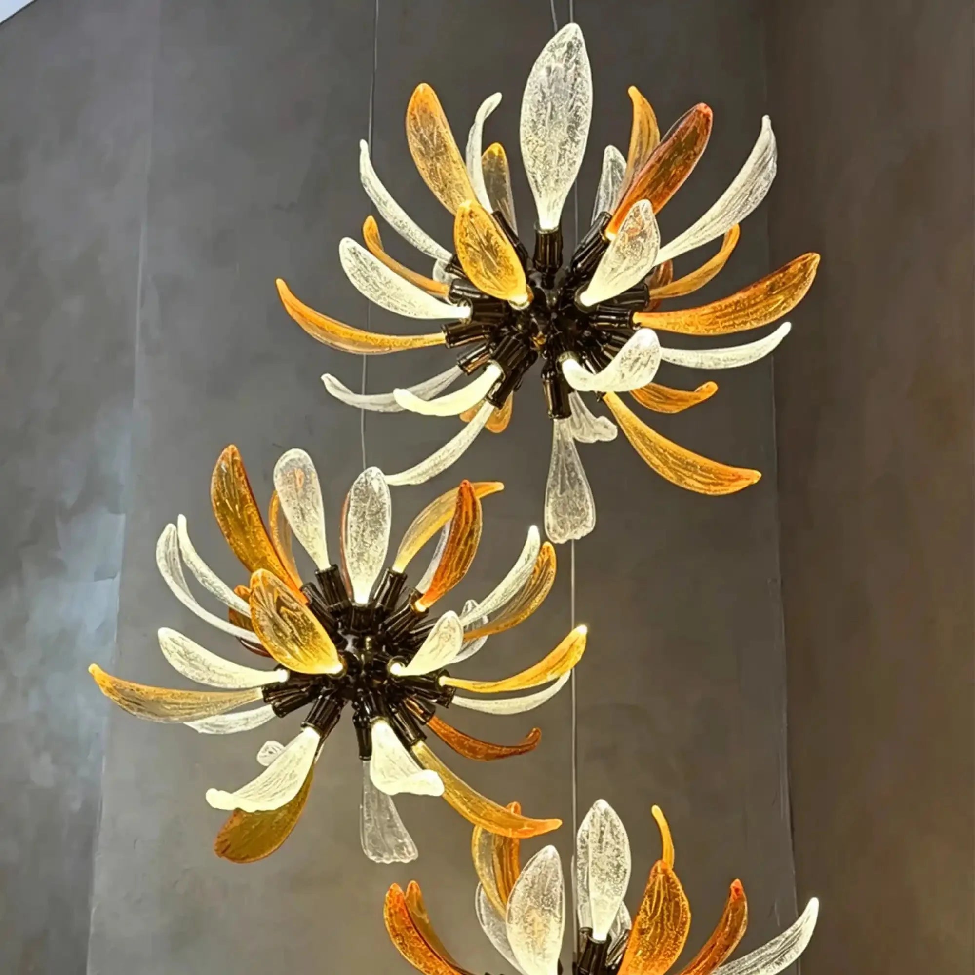 Modern Glass Firework Cluster Chandelier for Living Room/High Ceiling/Staircase - 3 Lights/D17.72''+D17.72''+D23.62''Warm LightManorlights