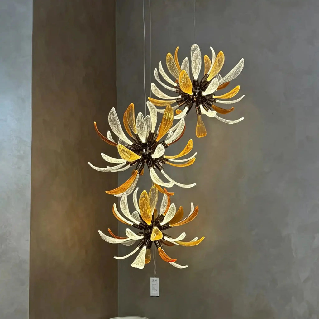Modern Glass Firework Cluster Chandelier for Living Room/High Ceiling/Staircase - 3 Lights/D17.72''+D17.72''+D23.62''Warm LightManorlights