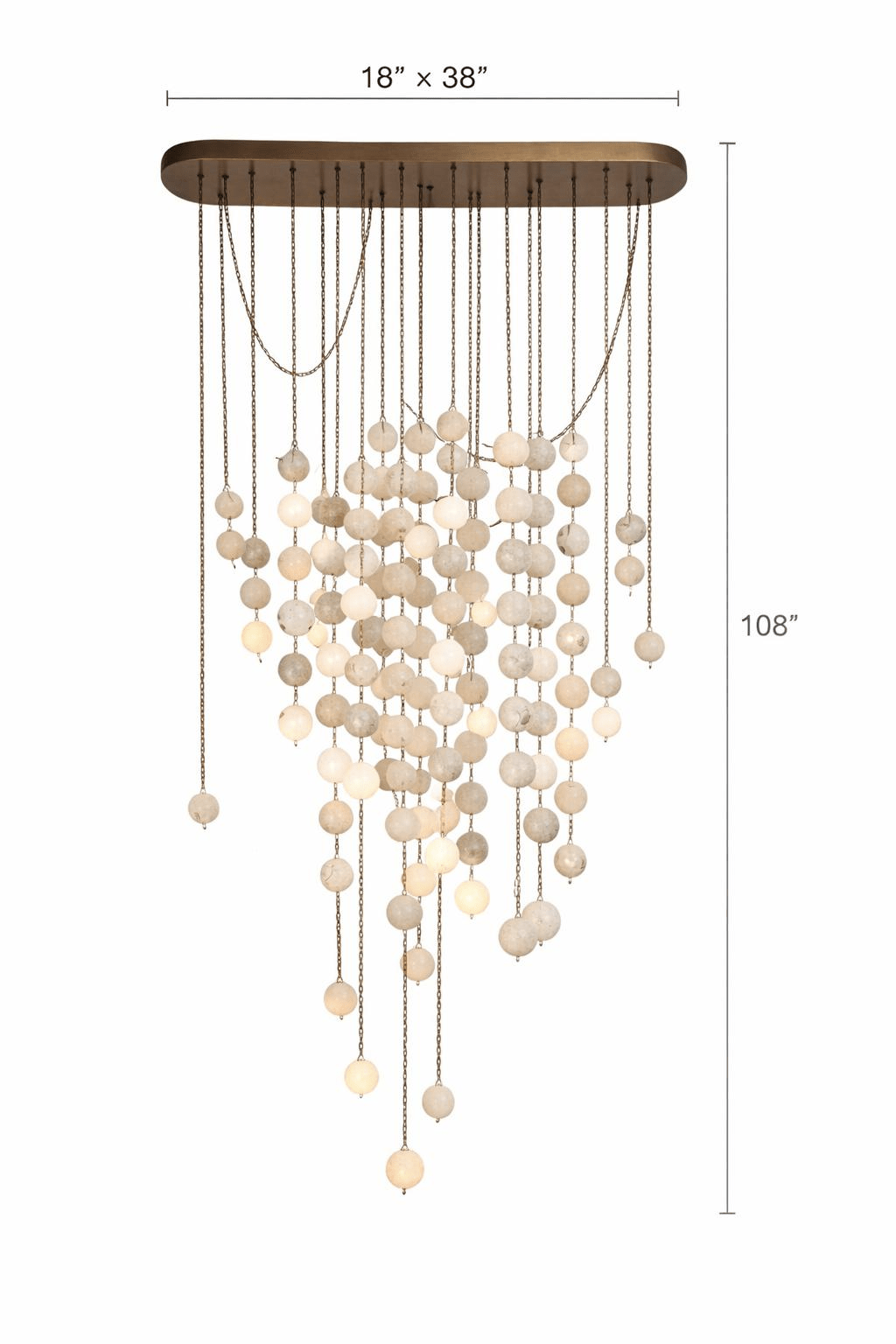 Modern Hanging Spherical Alabaster Chandelier for High Ceilings - 100 Balls/L38"*W18"*H108" (L96.5cm*W45.7cm*H274.3cm)Warm LightManorlights