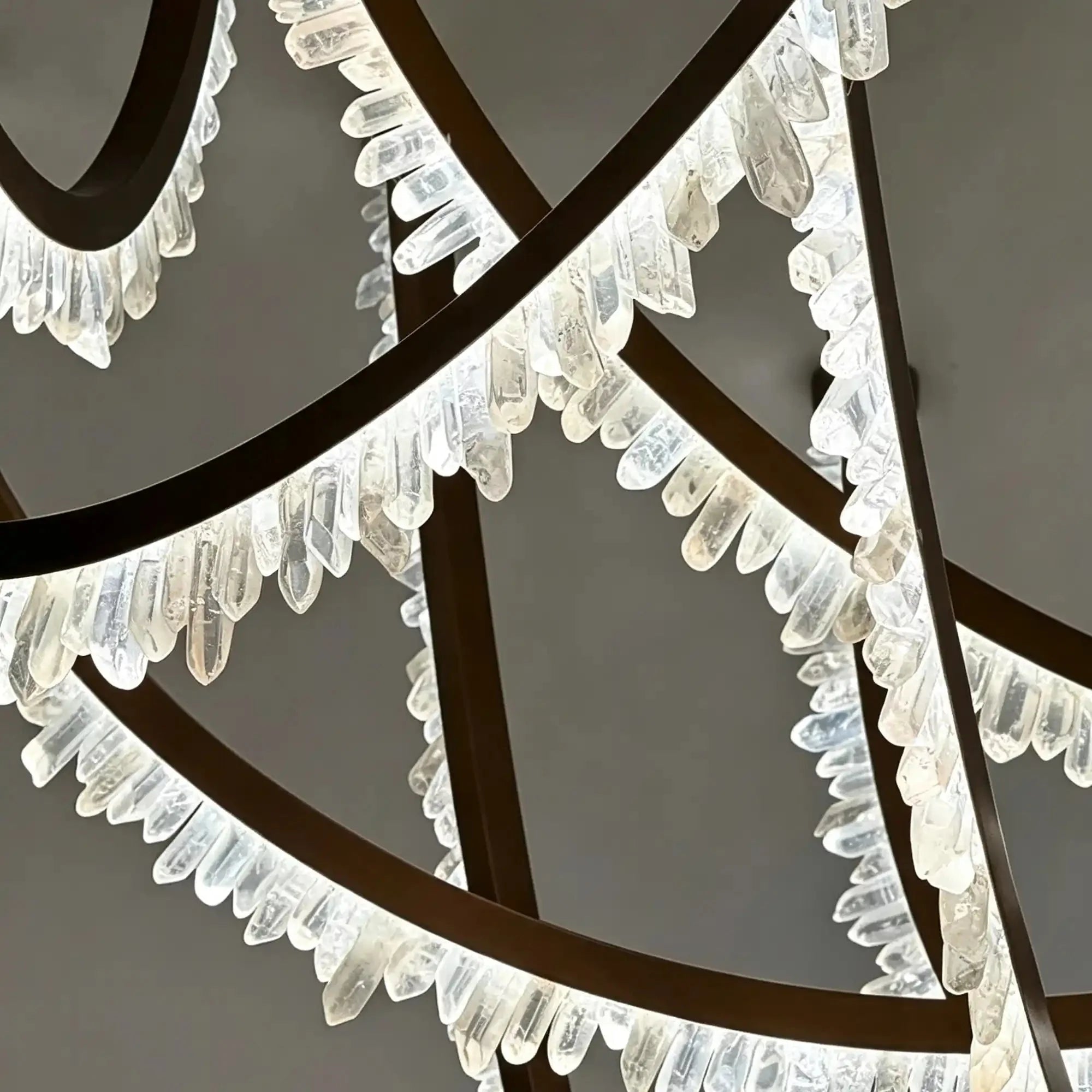 Modern High-End Curved Necklace Natural Crystal Ceiling Chandelier - The Whole Set /8 chainsBlackWarm Light -  Manorlights