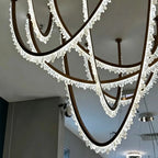 Modern High-End Curved Necklace Natural Crystal Ceiling Chandelier - The Whole Set /8 chainsBlackWarm Light -  Manorlights