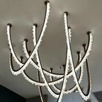 Modern High-End Curved Necklace Natural Crystal Ceiling Chandelier - The Whole Set /8 chainsBlackWarm Light -  Manorlights
