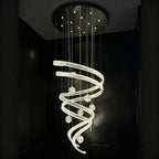 Modern Luxury Spiral Ribbon Multi-Ball Crystal Chandelier for Foyer/Staircase - D47.24"*H118.11"(D120cm*H300cm)Dimmable Warm LightManorlights