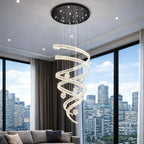 Modern Luxury Spiral Ribbon Multi-Ball Crystal Chandelier for Foyer/Staircase - D47.24"*H118.11"(D120cm*H300cm)Dimmable White LightManorlights