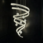 Modern Luxury Spiral Ribbon Multi-Ball Crystal Chandelier for Foyer/Staircase - D47.24"*H118.11"(D120cm*H300cm)Dimmable White LightManorlights