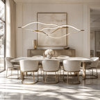 Modern Simple Brass Waving Chandelier for Living/Dining Room/Kitchen Island - 2 crossed pendant: L39.4"+L47.2"/17kgWoodWarm Light -  Manorlights