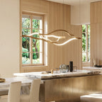 Modern Simple Brass Waving Chandelier for Living/Dining Room/Kitchen Island - 3 crossed pendant: L31.5"+L39.4"+L47.2"ChromeWarm Light -  Manorlights