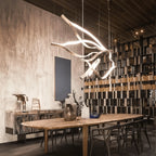 Modern Simple Brass Waving Chandelier for Living/Dining Room/Kitchen Island - 2 crossed pendant: L39.4"+L47.2"/17kgWoodWarm Light -  Manorlights