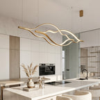Modern Simple Brass Waving Chandelier for Living/Dining Room/Kitchen Island - 3 crossed pendant: L31.5"+L39.4"+L47.2"ChromeWarm Light -  Manorlights