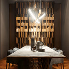 Modern Simple Brass Waving Chandelier for Living/Dining Room/Kitchen Island - 2 crossed pendant: L39.4"+L47.2"/17kgWoodWarm Light -  Manorlights