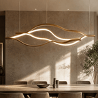 Modern Simple Brass Waving Chandelier for Living/Dining Room/Kitchen Island - L31.5"*W2.2"*H11.8"WoodWarm Light -  Manorlights