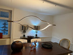 Modern Simple Brass Waving Chandelier for Living/Dining Room/Kitchen Island-Chandeliers-Blush-Lighting-L31.5"*W2.2"*H11.8"-Wood-Warm Light