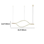 Modern Simple Brass Waving Chandelier for Living/Dining Room/Kitchen Island-Chandeliers-Blush-Lighting-L31.5"*W2.2"*H11.8"-Wood-Warm Light
