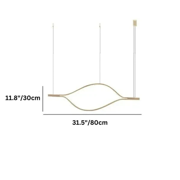 Modern Simple Brass Waving Chandelier for Living/Dining Room/Kitchen Island-Chandeliers-Blush-Lighting-L31.5"*W2.2"*H11.8"-Wood-Warm Light