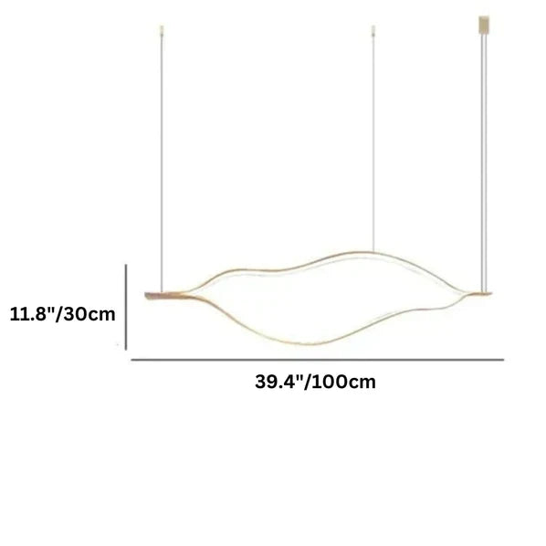 Modern Simple Brass Waving Chandelier for Living/Dining Room/Kitchen Island-Chandeliers-Blush-Lighting-L31.5"*W2.2"*H11.8"-Wood-Warm Light