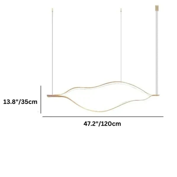 Modern Simple Brass Waving Chandelier for Living/Dining Room/Kitchen Island-Chandeliers-Blush-Lighting-L31.5"*W2.2"*H11.8"-Wood-Warm Light