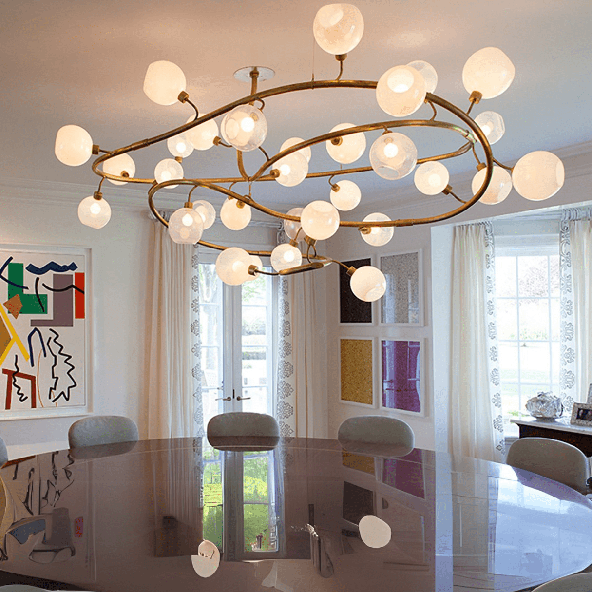 Modern Spiral Branch Glass Globe Chandelier for Low Ceiling Living Room or Dining Room - D47.2"(D120cm)Warm LightManorlights