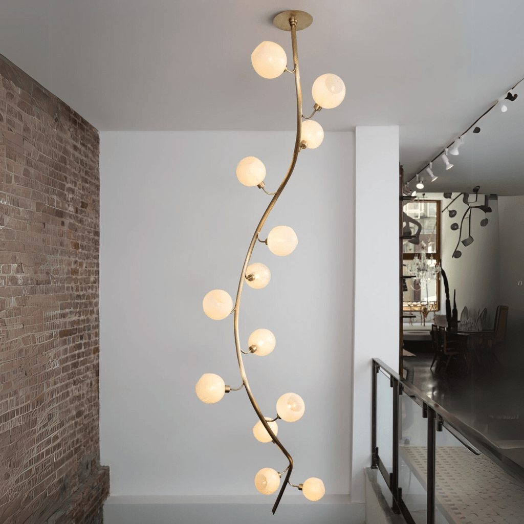 Modern Vertical Handcrafted Glass Globe Chandelier for High Ceilings - D45"*H132.5"Warm LightBlushlighting