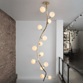 Modern Vertical Handcrafted Glass Globe Chandelier for High Ceilings - D45"*H132.5"Warm LightBlushlighting