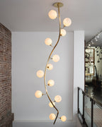 Modern Vertical Handcrafted Glass Globe Chandelier for High Ceilings - D45"*H132.5"Warm LightBlushlighting