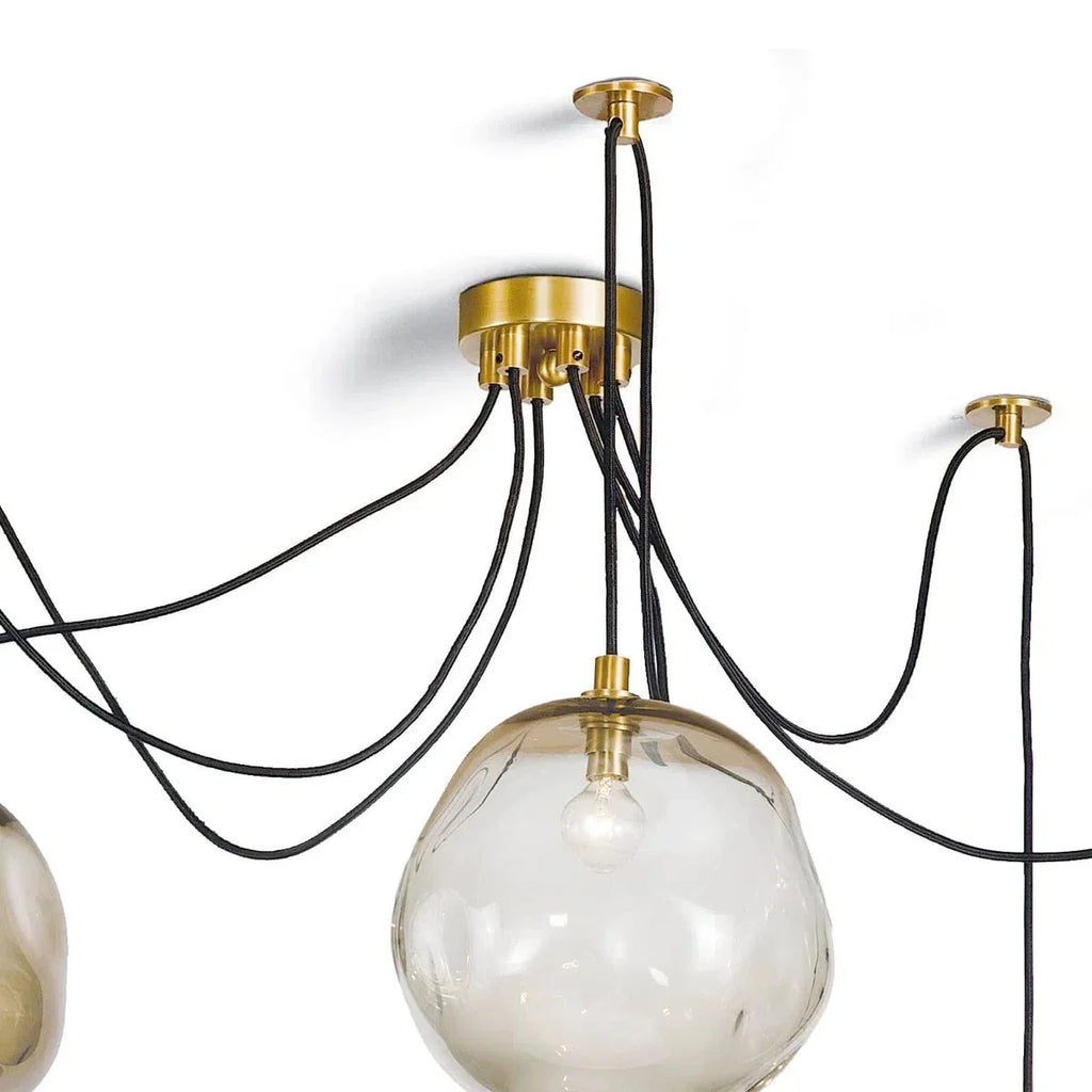 Molten Spider Small With Smoke Glass - Natural Brass + SmokeManorlights