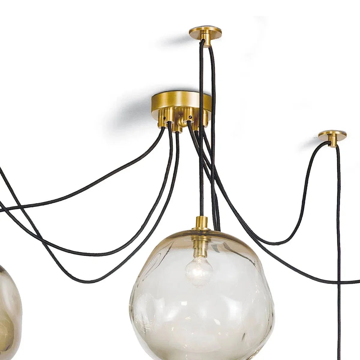 Molten Spider Small With Smoke Glass - Natural Brass + SmokeManorlights