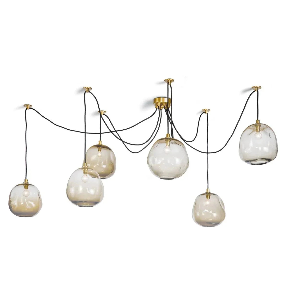 Molten Spider Small With Smoke Glass - Natural Brass + SmokeManorlights