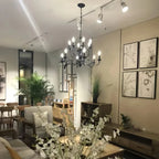Multi Layer Iron Chandelier with Electronic Candles in Vintage Country Style for Living Room Cafe and Study - 1 Layer: D39.4"Warm LightManorlights