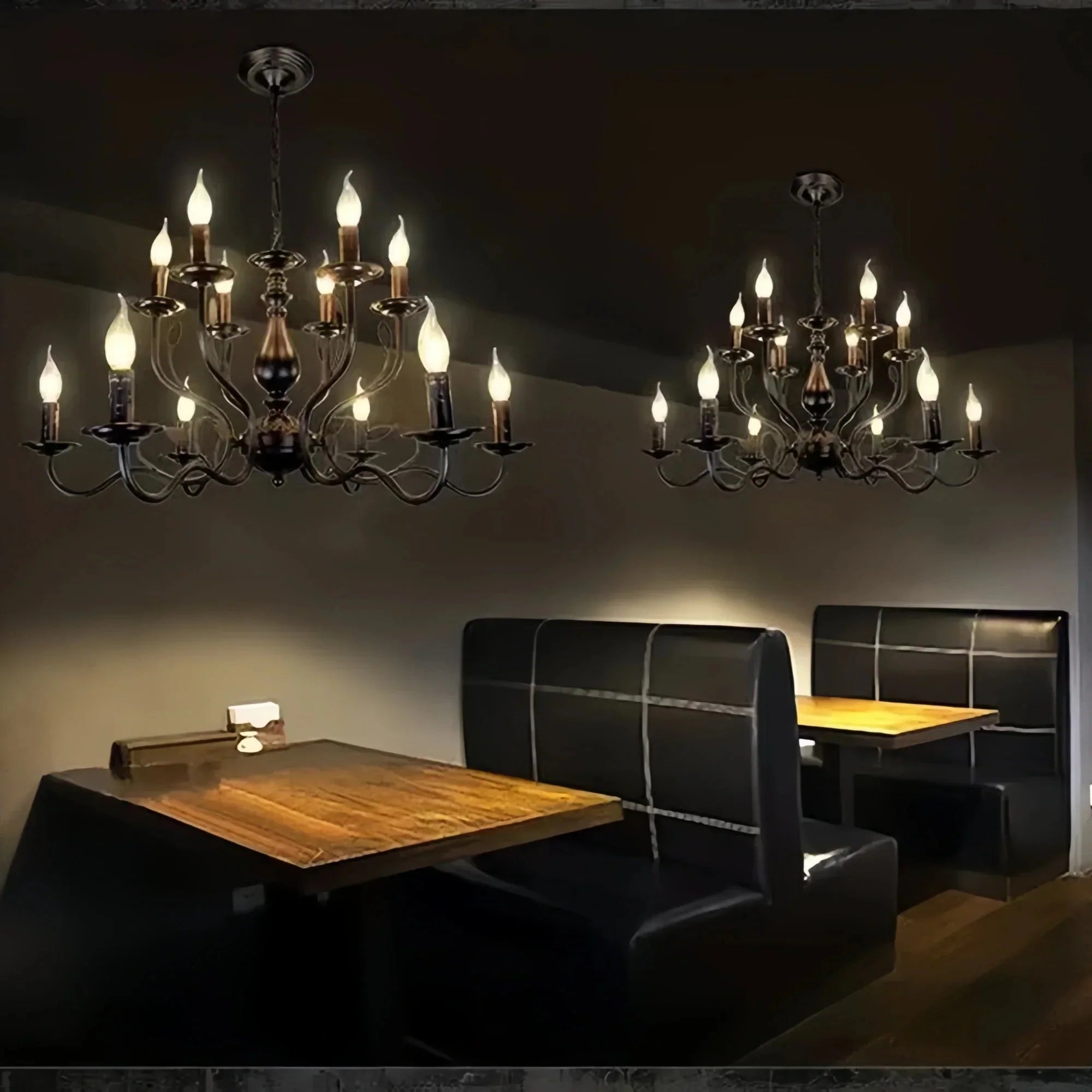 Multi Layer Iron Chandelier with Electronic Candles in Vintage Country Style for Living Room Cafe and Study - 1 Layer: D39.4"Warm LightManorlights