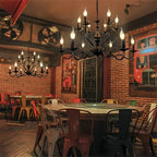 Multi Layer Iron Chandelier with Electronic Candles in Vintage Country Style for Living Room Cafe and Study - 1 Layer: D39.4"Warm LightManorlights