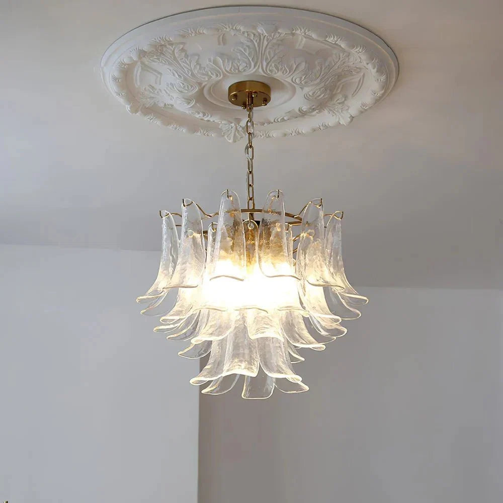 Murano Chandelier - 3 Layer ∅ 19.6″ x H 16.9″ / Dia 50cm x H 43cmWhitePolished NickelBlushlighting
