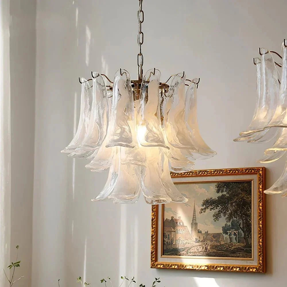 Murano Chandelier - 3 Layer ∅ 19.6″ x H 16.9″ / Dia 50cm x H 43cmWhitePolished NickelBlushlighting