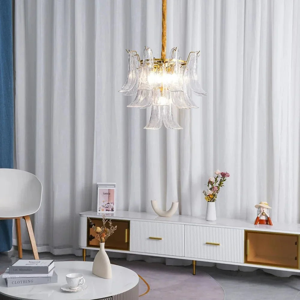 Murano Chandelier - 5 Layer D 76cm x H 78cm / ∅ 30″ x H 30.7″WhitePolished NickelBlushlighting