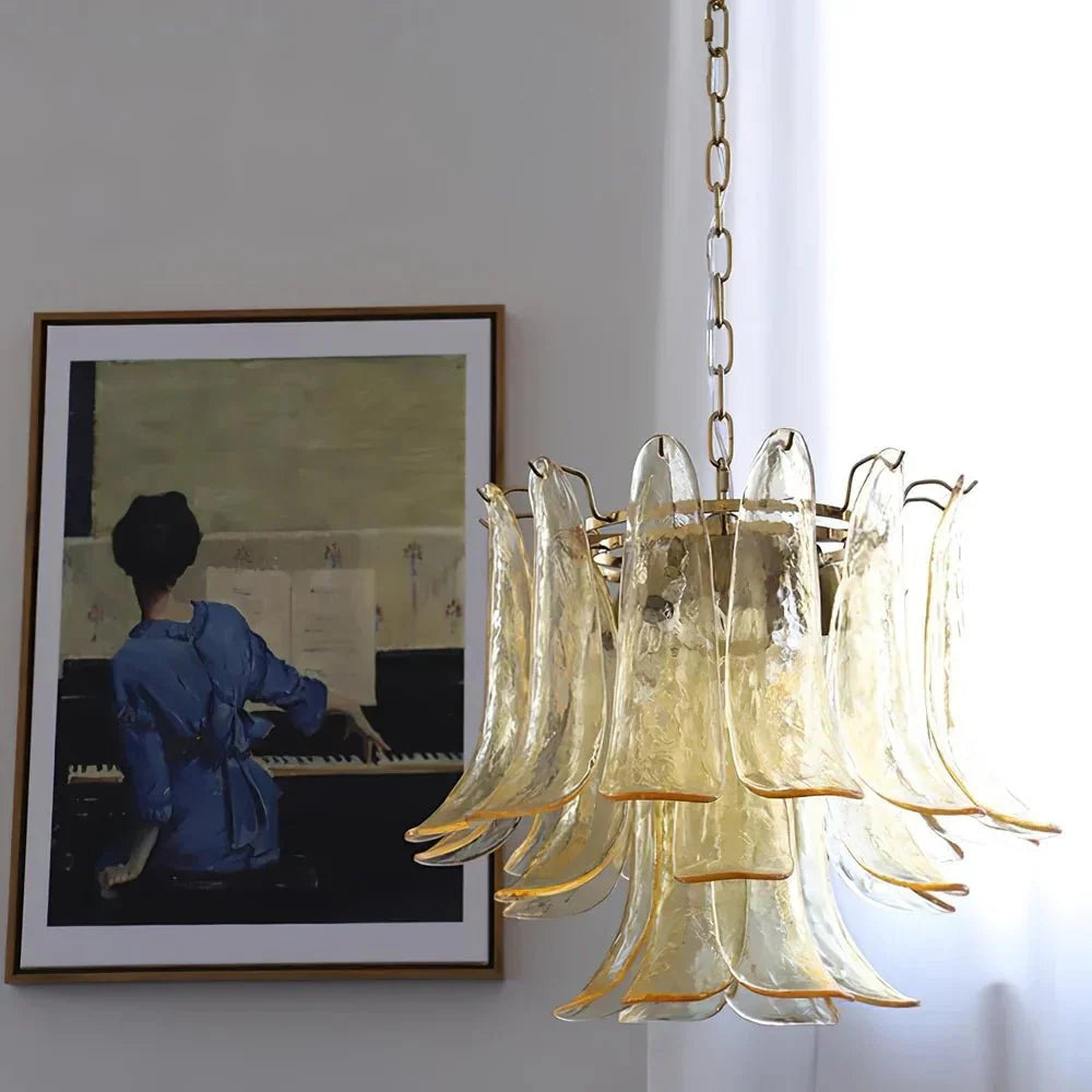 Murano Chandelier - 5 Layer D 76cm x H 78cm / ∅ 30″ x H 30.7″WhitePolished NickelBlushlighting