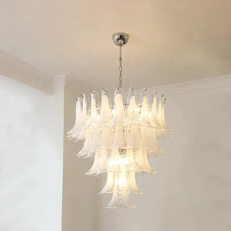 Murano Chandelier - 5 Layer D 76cm x H 78cm / ∅ 30″ x H 30.7″WhitePolished NickelBlushlighting