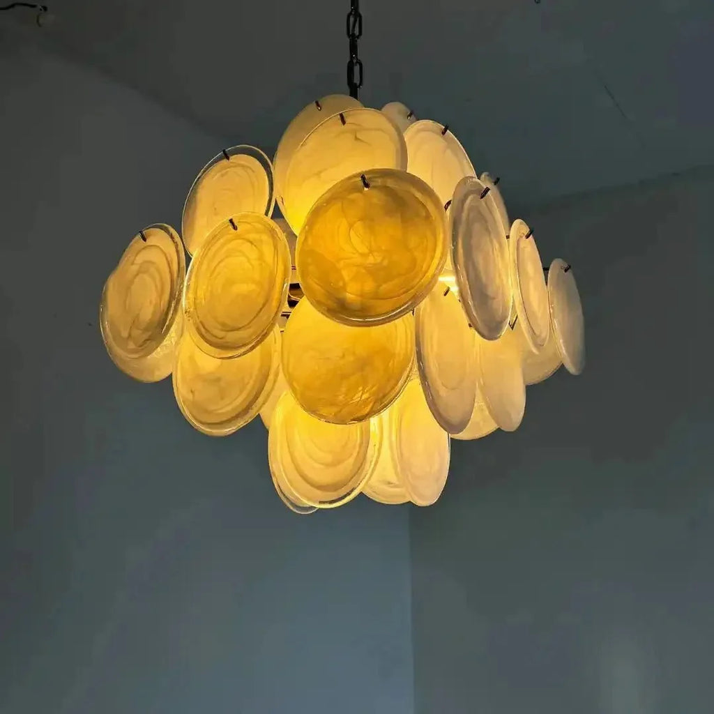 Murano Chandelier 36 White Disks - Dia 19.7″(50cm) x H 19.7″(50cm)WhiteBlushlighting