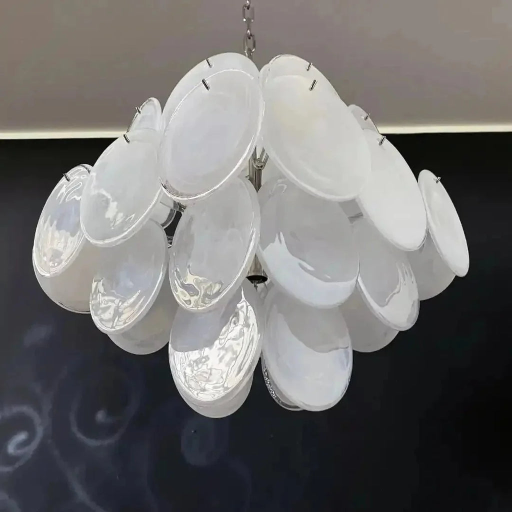 Murano Chandelier 36 White Disks - Dia 19.7″(50cm) x H 19.7″(50cm)WhiteBlushlighting