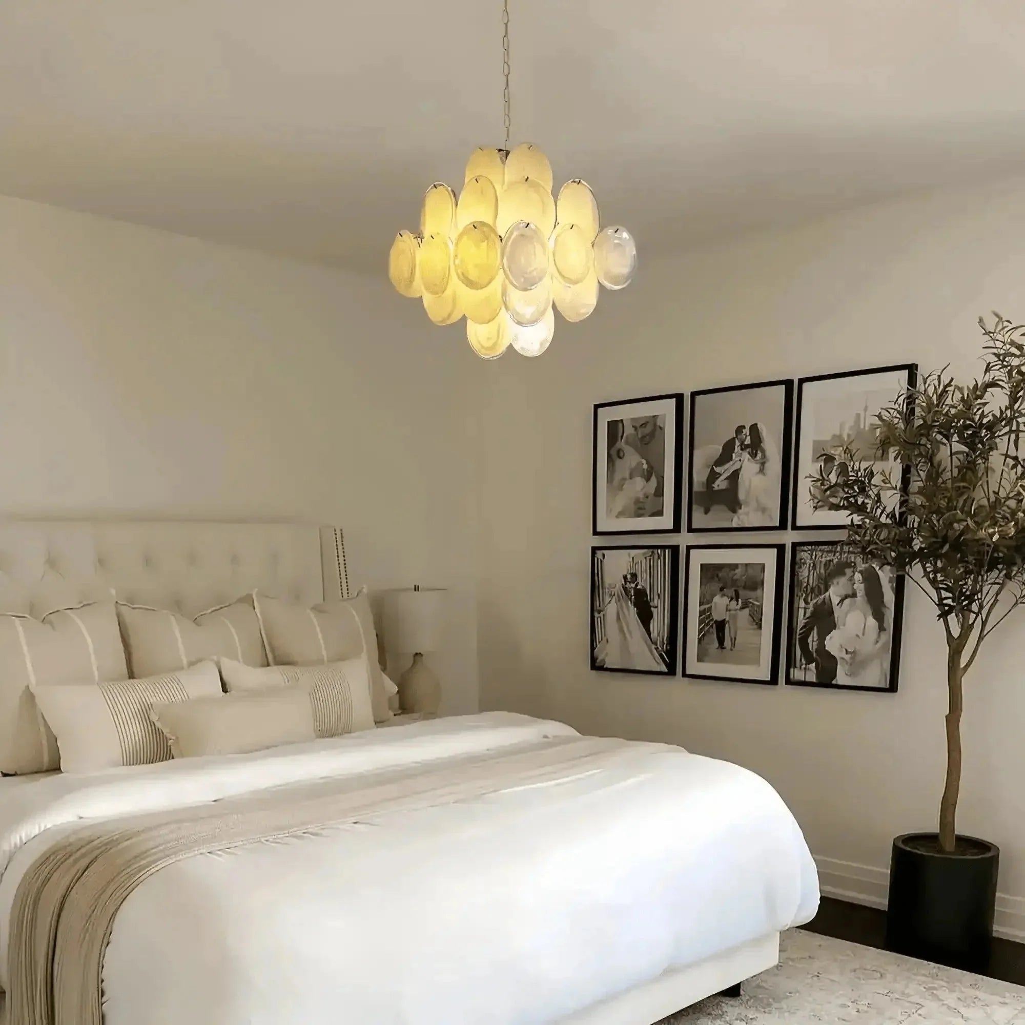 Murano Chandelier 36 White Disks - Dia 19.7″(50cm) x H 19.7″(50cm)WhiteBlushlighting