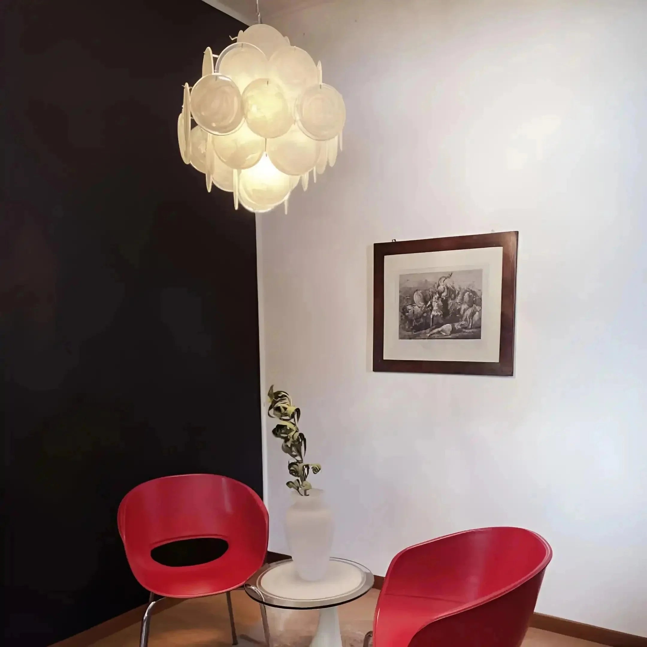 Murano Chandelier 36 White Disks - Dia 19.7″(50cm) x H 19.7″(50cm)WhiteBlushlighting